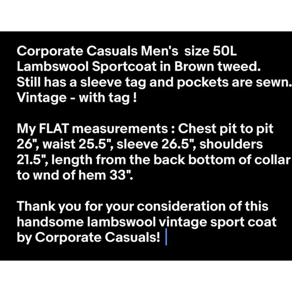 Corporate Casuals Sport Coat Men 50L Lambswool Tweed Brown Olive - Picture 10 of 10